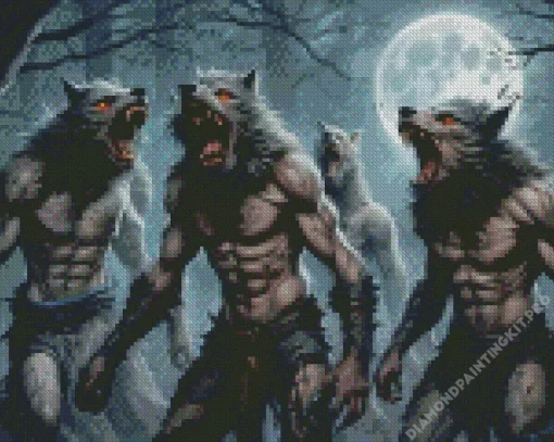 Moonlight Black Werewolves Diamond Painting