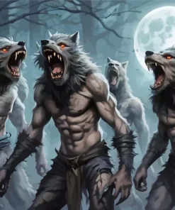 Moonlight Black Werewolves Diamond Painting