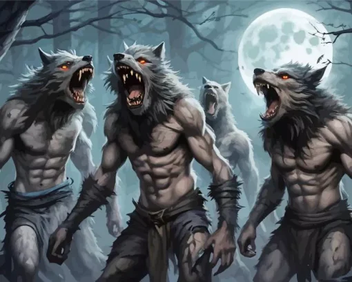 Moonlight Black Werewolves Diamond Painting