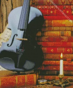 Still Life Black Violin And Books Diamond Painting