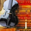 Still Life Black Violin And Books Diamond Painting