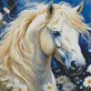 White Horse With Blond Hair Diamond Painting