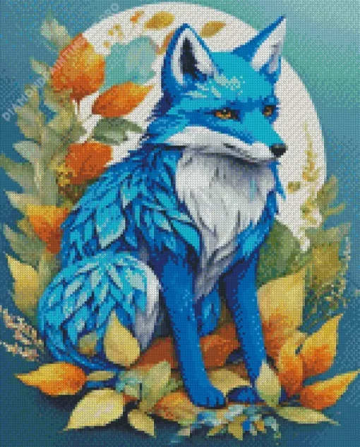 Aesthetic Fall Blue Fox Diamond Painting