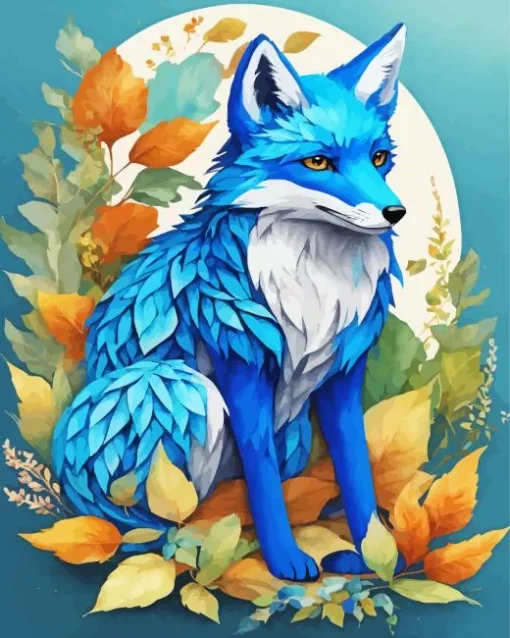 Aesthetic Fall Blue Fox Diamond Painting