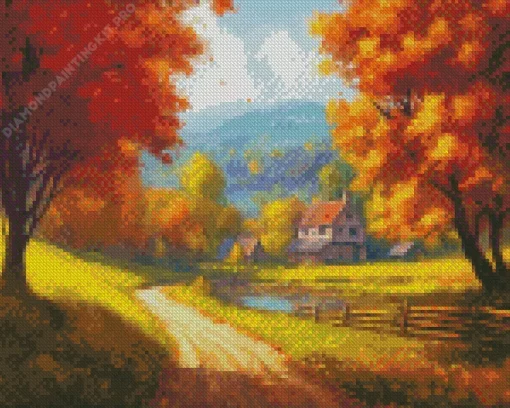 Aesthetic Fall House Art Diamond Painting