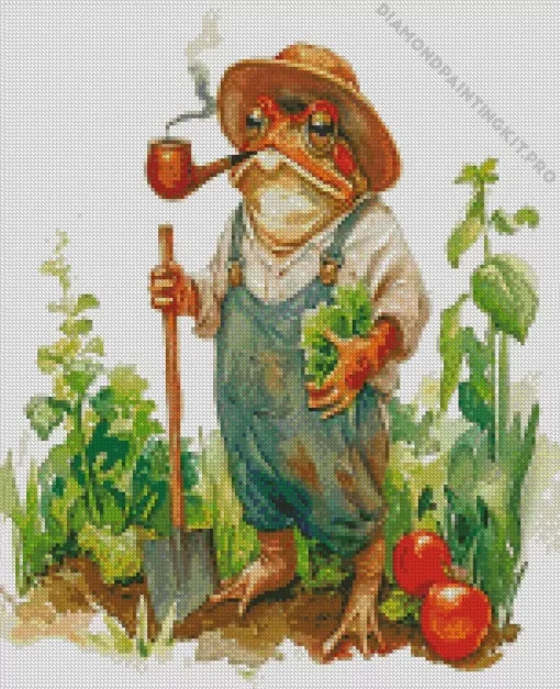 Aesthetic Farmer Frog Diamond Painting