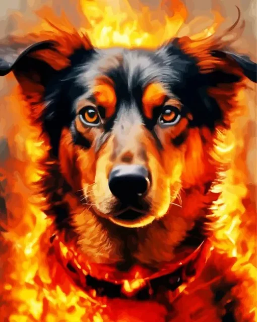 Aesthetic Fire Dog Diamond Painting