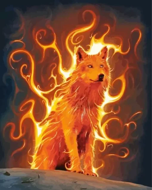 Aesthetic Fire Wolf Art Diamond Painting