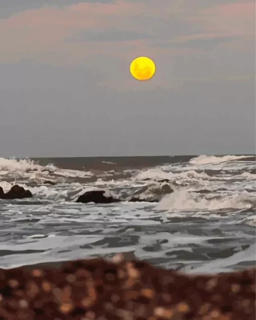 Beach With Moon Diamond Painting
