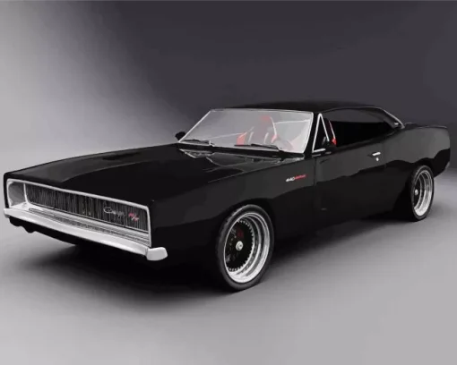 Black 1969 Charger Diamond Painting