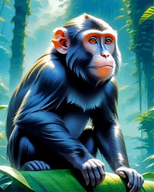 Black Monkey In Woodland Diamond Painting