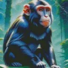 Black Monkey In Woodland Diamond Painting