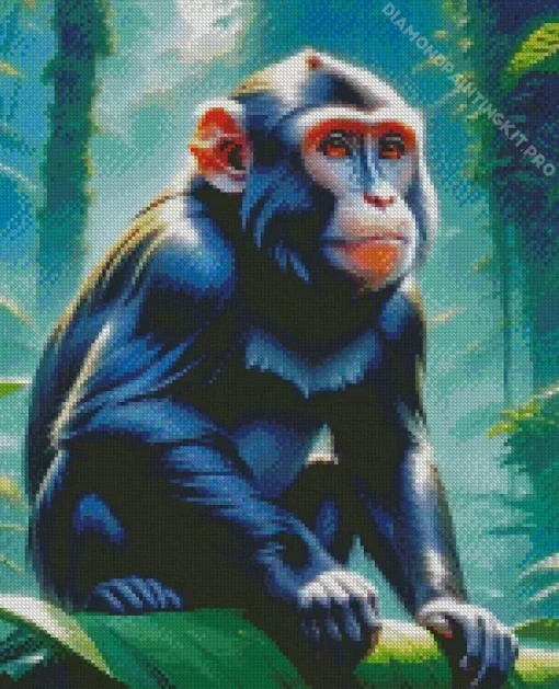 Black Monkey In Woodland Diamond Painting