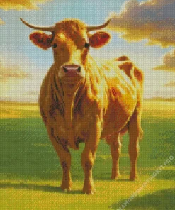 Blonde Cow In A Field Diamond Painting