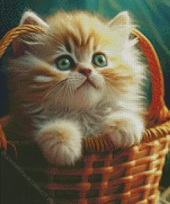 Blonde Kitten In Basket Diamond Painting