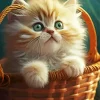 Blonde Kitten In Basket Diamond Painting