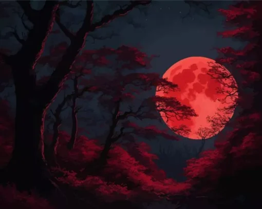 Blood Moon Forest Diamond Painting