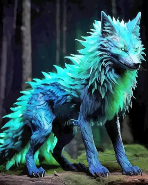 Blue And Green Wolf Diamond Painting