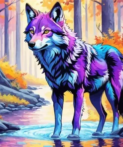 Blue And Purple Wolf Diamond Painting
