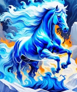 Blue Fire Horse Diamond Painting