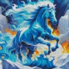 Blue Fire Horse Diamond Painting