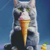 Cat Eating Ice Cream Diamond Painting