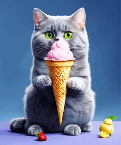 Cat Eating Ice Cream Diamond Painting