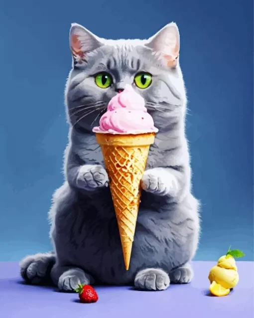 Cat Eating Ice Cream Diamond Painting