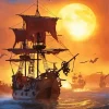 Cool Pirate Ship Silhouette Diamond Painting