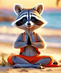 Cute Raccoon Doing Yoga Diamond Painting