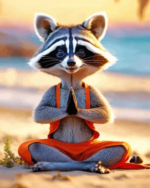 Cute Raccoon Doing Yoga Diamond Painting