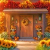 Fall Farmhouse Front Porch Flowers Diamond Painting