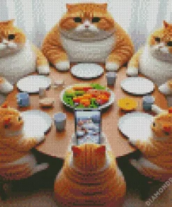 Fat Cats Family Diamond Painting