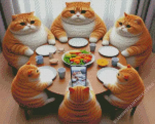 Fat Cats Family Diamond Painting