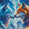 Fire And Ice Wolves Diamond Painting