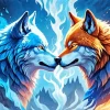 Fire And Ice Wolves Diamond Painting