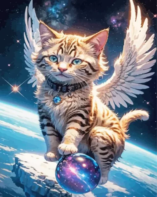 Flying Cat With Wings Diamond Painting