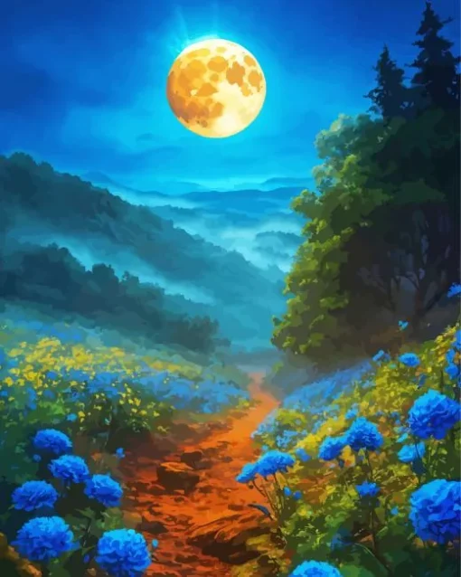 Full Moon Landscape Diamond Painting