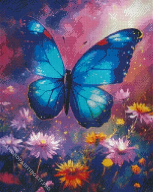 Galaxy Butterfly And Flowers Diamond Painting