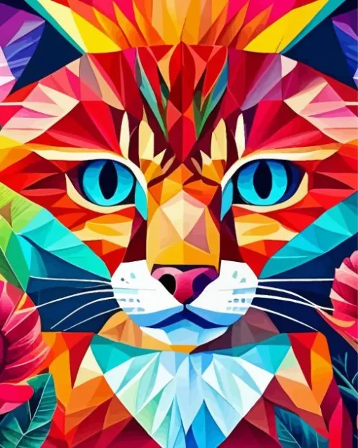 Geometric Cat Abstract Diamond Painting