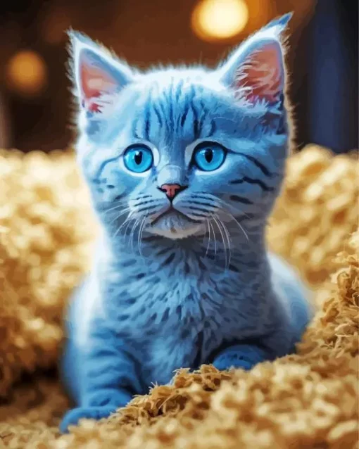 Grey Baby Kitty With Blue Eyes Diamond Painting
