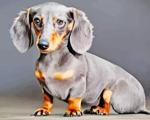 Grey Male Dachshund Diamond Painting