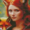 Lady And Fox Art Diamond Painting