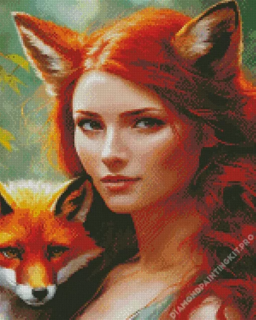 Lady And Fox Art Diamond Painting