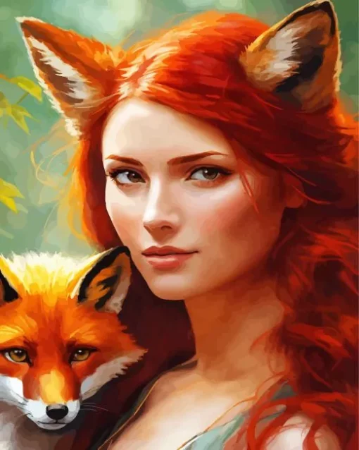 Lady And Fox Art Diamond Painting