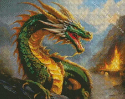 Mad Green Dragon Diamond Painting