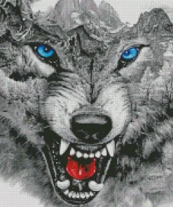 Mountain Growling Wolf Diamond Painting