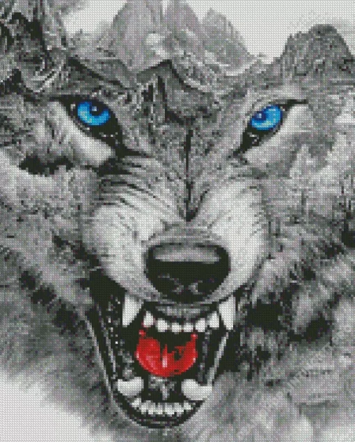 Mountain Growling Wolf Diamond Painting