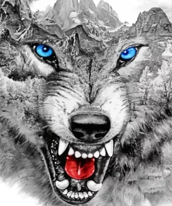 Mountain Growling Wolf Diamond Painting