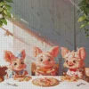 Pig Eating Pizza Diamond Painting